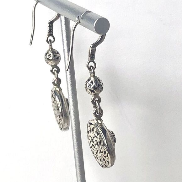 LOIS HILL Mother of Pearl Earrings Inlaid w Sterling Silver Reverses To Cutout - Picture 12 of 13